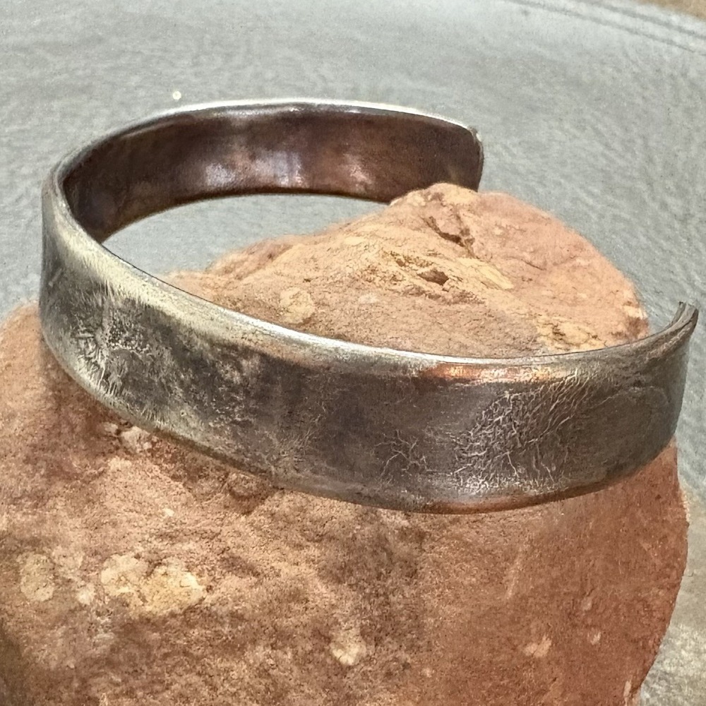 Handmade‎ Men's Silver Texture Copper Cuff Bracelet, Handmade Hammered